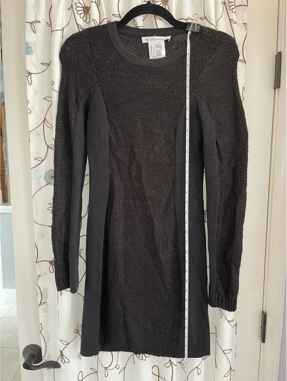 BCBGeneration | S | Black Metallic Knit Long Sleeve Sweater Dress